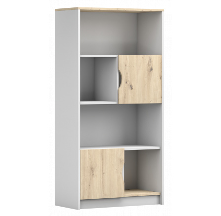 Regál 2D - JOY I 02, Bílá/Dub Artisan