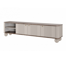 TV komoda Vesper 3D, kašmír / ořech / zlaté úchyty