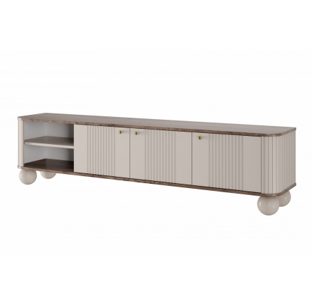 TV komoda Vesper 3D, kašmír / ořech / zlaté úchyty TV komoda Vesper 3D, kašmír / ořech / zlaté úchyty