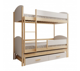 Dětská postel pro 3 osoby Leia 200x90 Bílá+Borovice