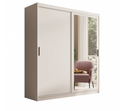 Šatní skříň s posuvnými dveřmi a zrcadlem Hailey 180 Bílá+Bílá