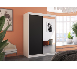 Posuvná skříň se zrcadlem JORDI 150 Bílá+Černá