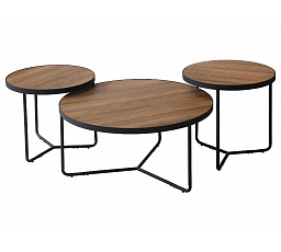 Konferenční stůl DEMETER II - set 3 stolů, ořech/černá