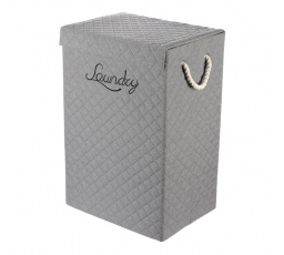 Koš látkový - krabice s uchy a víkem, vysoký, šedý