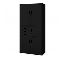 Kancelářská kovová skříň se sejfem na spisy a dokumenty FILIP II, 900 x 1850 x 400 mm, černá