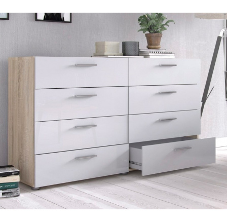 Komoda PEDRO 073, Dub/Bílý lesk Komoda PEDRO 073, Dub/Bílý lesk