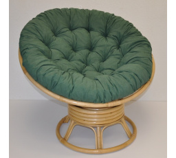 Ratanový papasan houpací medový polstr tmavě zelený melír