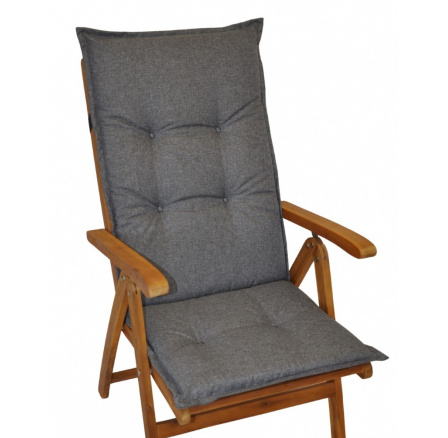 Polstr na teakové zahradní křeslo UNI excelent vysoké - látka voděodolná šedá Duo