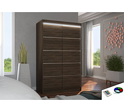 Posuvná skříň s LED osvětlením BENISSO 120 Choco+Choco