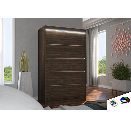 Posuvná skříň s LED osvětlením BENISSO 120 Choco Posuvná skříň s LED osvětlením BENISSO 120 Choco