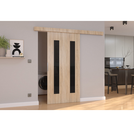 Posuvné dveře na stěnu HERS 106 Sonoma+Černý Lacobel Posuvné dveře na stěnu HERS 106 Sonoma+Černý Lacobel