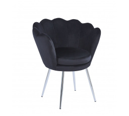 Křeslo velvet černé /nohy stříbrné/ FR1-FX