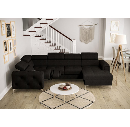 Rohová sedací souprava ORION MAX III , relax s funkcí spaní 165x320x190 cm - černá , levá