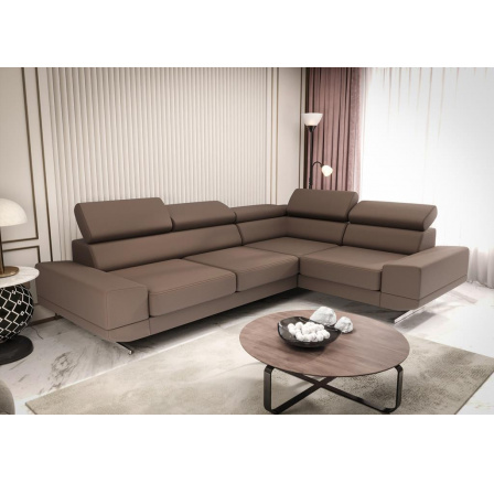 Rohová sedací souprava MILANO II přírodní kůže - Hnědá kůže, pravá