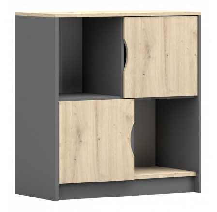 Komoda - JOY II 01, Šedá/Dub Artisan