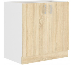 Dolní skřínka SARA - 80 D 2F BB, Bílá / Dub Sonoma