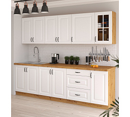 Kuchyňská linka STELLO 3 - 260 cm, Dub Artisan/Bílý mat