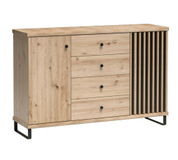 Komoda CALI C-4, Artisan/Černý mat