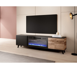 Tv komoda RANDOM RTV-K RTV 180 cm s krbem, dub wotan/černý