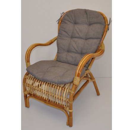 Ratanové Křeslo Sidney - polstr šedý melír