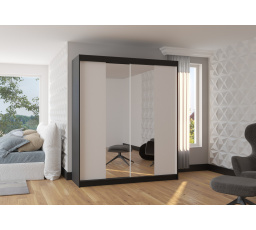 Posuvná skříň se zrcadlem BALANCE 180 Černá+Bílá