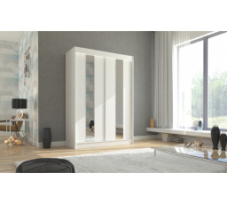 Posuvná skříň se zrcadlem BALTON 150 Bílá+Bílá