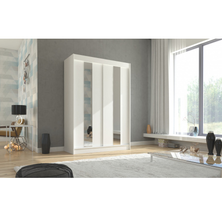 Posuvná skříň se zrcadlem BALTON 150 Bílá+Bílá Posuvná skříň se zrcadlem BALTON 150 Bílá+Bílá