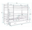 Dětská patrová postel ERYK se šuplíkem 90x200 cm, bez matrace, Bílá/Bílá