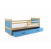 Dětská postel RICO 90x190 cm se šuplíkem, bez matrace, Přírodní/Modrá