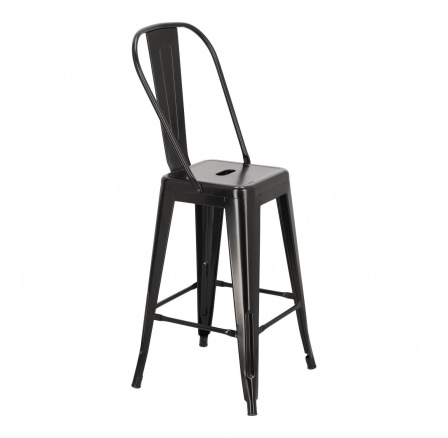 Barová židle Paris Back 66 cm černá inspirovaná Tolix