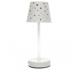 Bílá nabíjecí stolní lampa s prolamovanými hvězdičkami