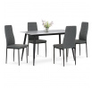 Jídelní set s 4 židlemi, 130x70x76cm, keramika, mramor, ASE-1004 GREY2