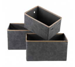Koš látkový - skládací, šedý, cena za sadu 3 ks