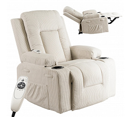 Rozkládací Masážní Křeslo BOX Béžový Manšestr