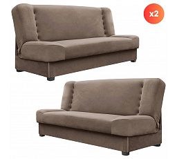 Sada 2x Rozkládací Pohovka PIANO Béžová