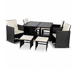 Sada Zahradního Nábytku BONITO Černý/Krémový