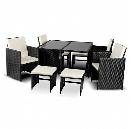 Sada Zahradního Nábytku BONITO Černý/Krémový