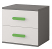 Noční stolek SMYK II - 22, Šedá/Bílá/Zelená