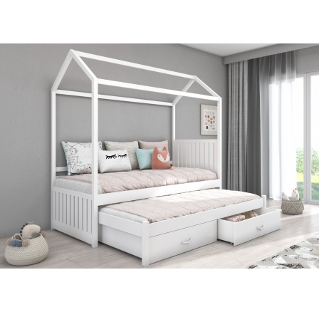 Postel domeček s matracemi JONASZEK 180x80 Bílá