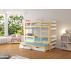 Třílůžková patrová postel s matracemi KARLO Pine+White