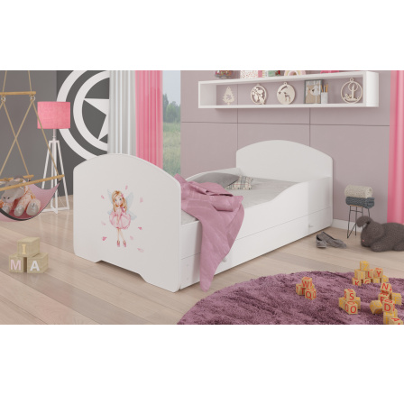 Postel s matrací a šuplíkem PEPE GIRL WITH WINGS 140x70 Bílá