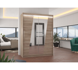 Posuvná skříň se zrcadlem a LED osvětlením BOLTON 150 Truffle+Truffle