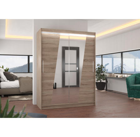 Posuvná skříň se zrcadlem a LED osvětlením BOLTON 150 Truffle+Truffle