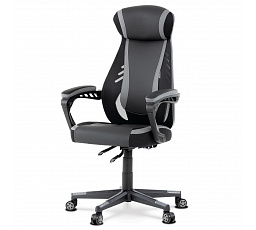 Herní křeslo, houpací mechanismus, šedá ekokůže, KA-Y213 GREY