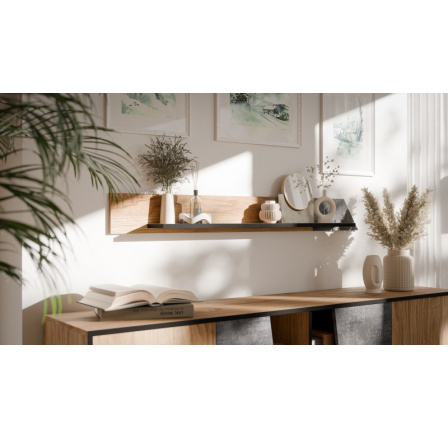 Police OVO, beton tmavý/ old dub