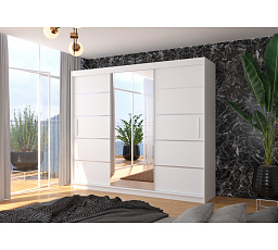 Posuvná skříň se zrcadlem SALTO 250 Bílá+Bílá