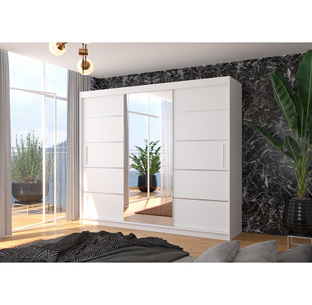 Posuvná skříň se zrcadlem SALTO 250 Bílá+Bílá