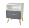 Noční stolek se zásuvkou LOGAN White+Gray