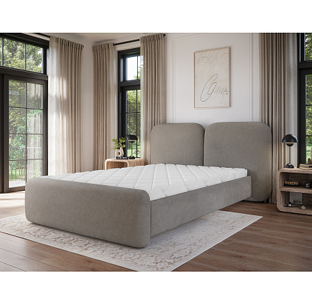 Bed Ollival 140x200 with metal frame and storage box, beige plush Sola 18 160x200 1