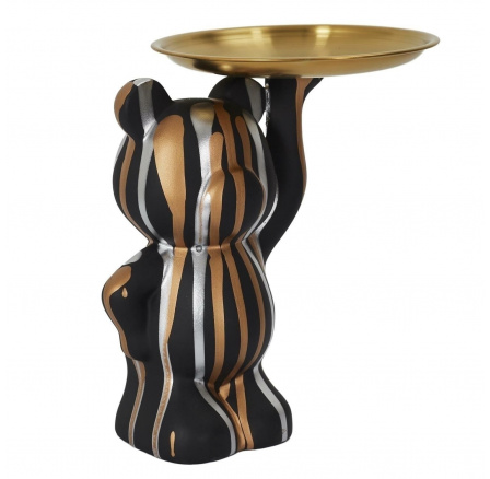 Figurka Deco Bear s černým podnosem Figurka Deco Bear s černým podnosem